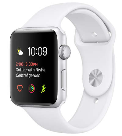Apple Watch Series 1 Aluminum 38mm watchOS 3.0, upgradable to 6.2.8 8GB 512MB RAM Apple S1P (28 nm) 1.5 inches, 340 x 272 pixels  205 mAh IPX7 Water Resistant