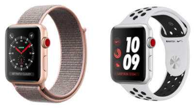 Apple Watch Series 3 Aluminum 38mm GPS watchOS 4.0, upgradable to 8.7 8GB 768MB RAM Apple S3 1.5 inches, 340 x 272 pixels  341 mAh 50m Water Resistant