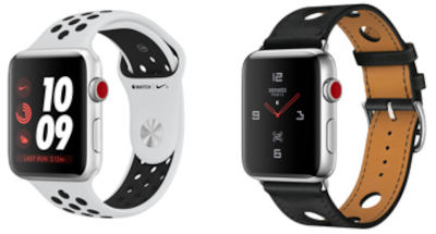 Apple Watch Series 3 42mm watchOS 4.0, upgradable to 8.7 16GB 768MB RAM Apple S3 1.65 inches, 390 x 312 pixels  341 mAh 50m Water Resistant