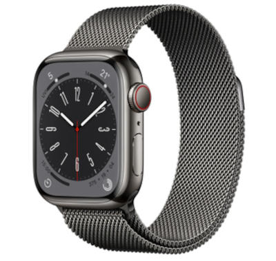 Apple Watch Series 8 41mm watchOS 9.0, upgradable to 9.5 32GB 1GB RAM Apple S8 1.69 inches, 430 x 352 pixels  282 mAh Supports wireless charging
