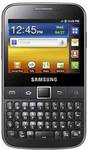 Samsung Galaxy Y Pro GT-B5510 Android 2.3 (GingerBread) 190MB (160MB available to user) RAM: 384MB (290MB available to user) 832MHz Processor 2.6 inch, TFT LCD  1200 mAh Li-ion Battery Features: Removable QWERTY Keyboard, Optical